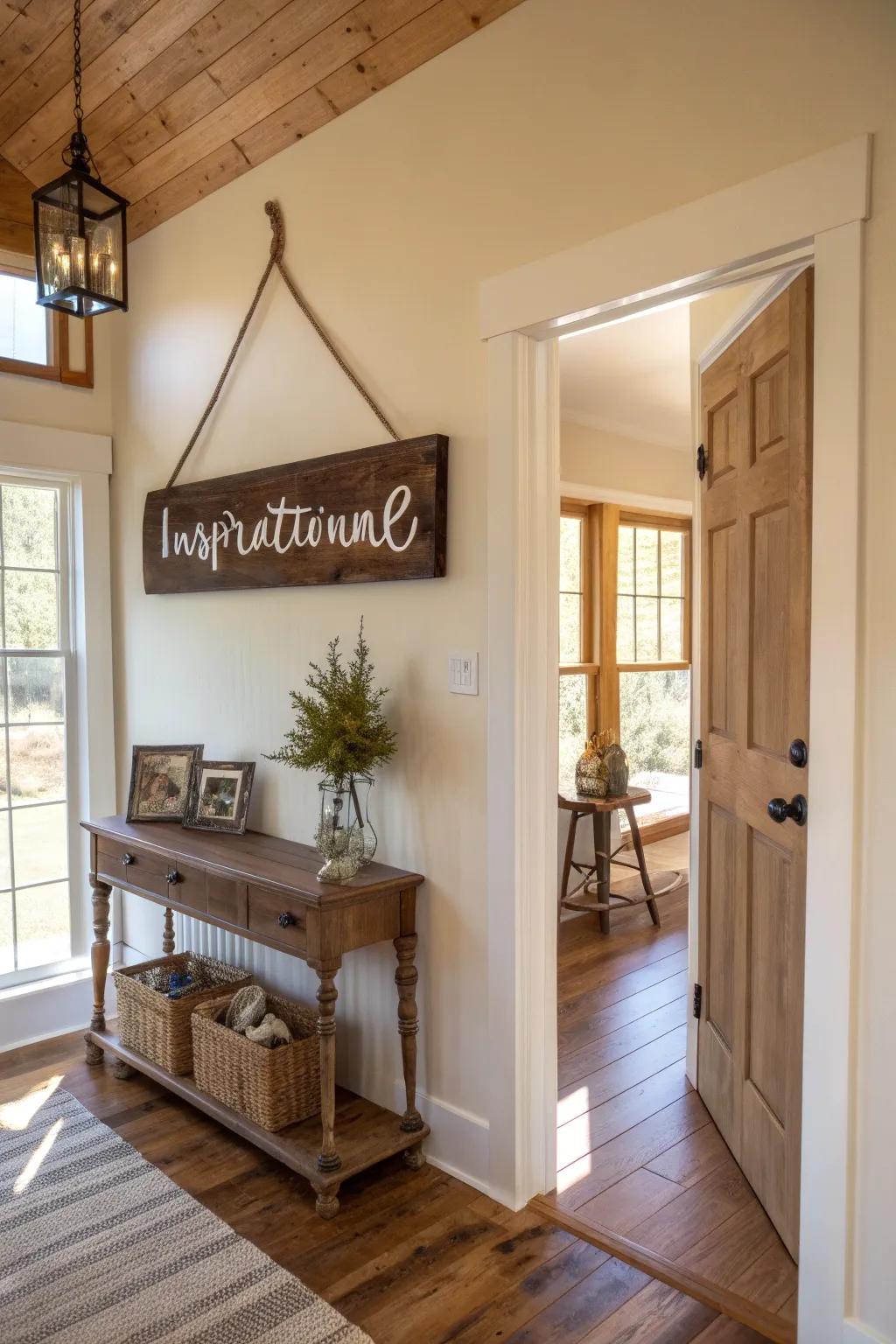 Inspirational signs add a personal touch.