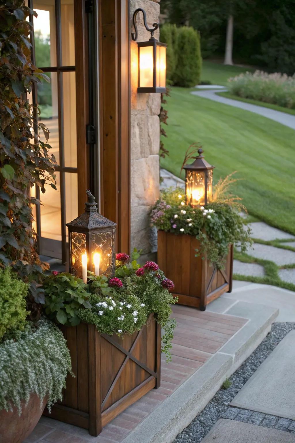 Enhance your entrance with strategic lighting.