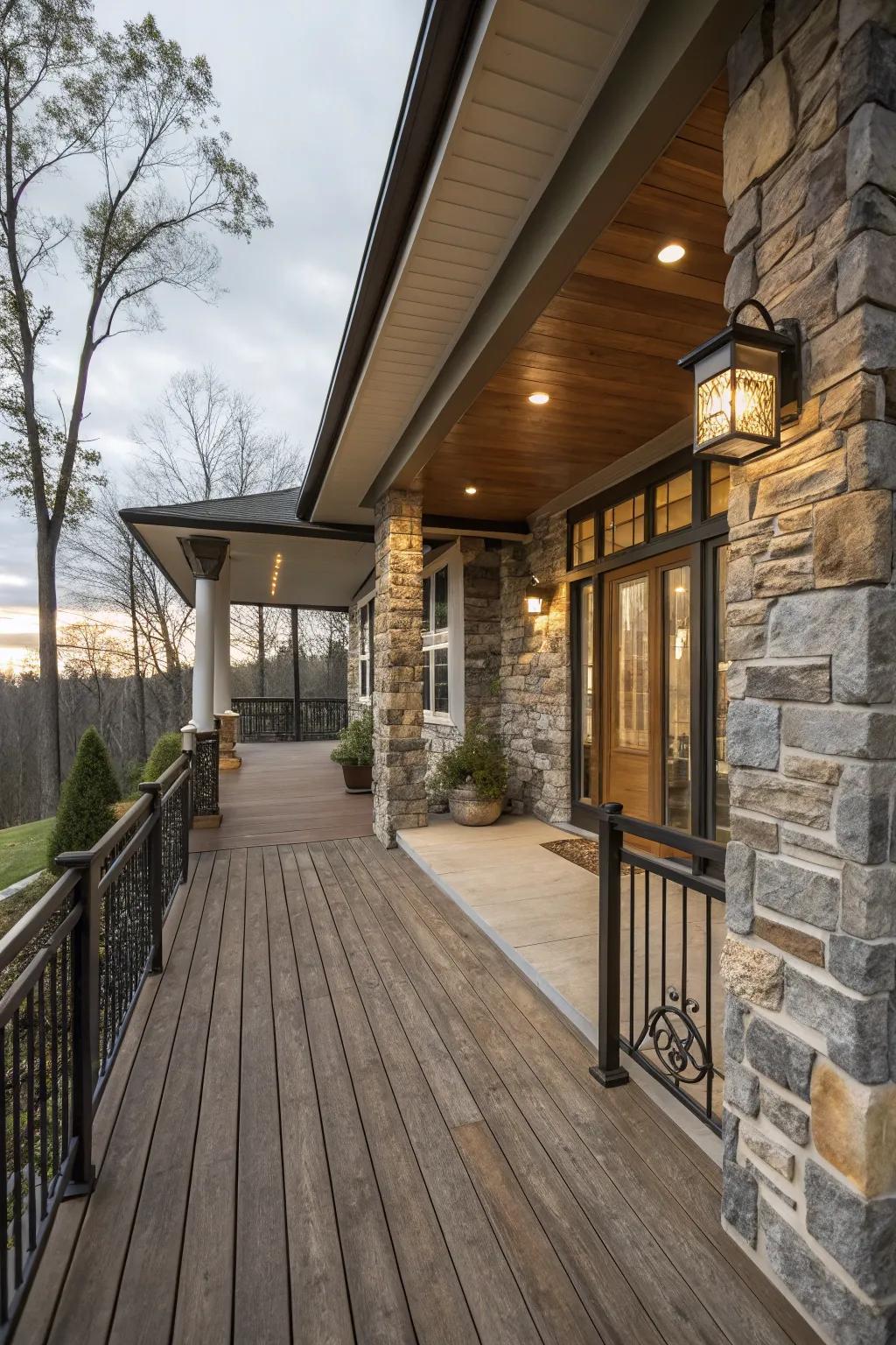 A mix of textures adds visual interest and depth to your porch.