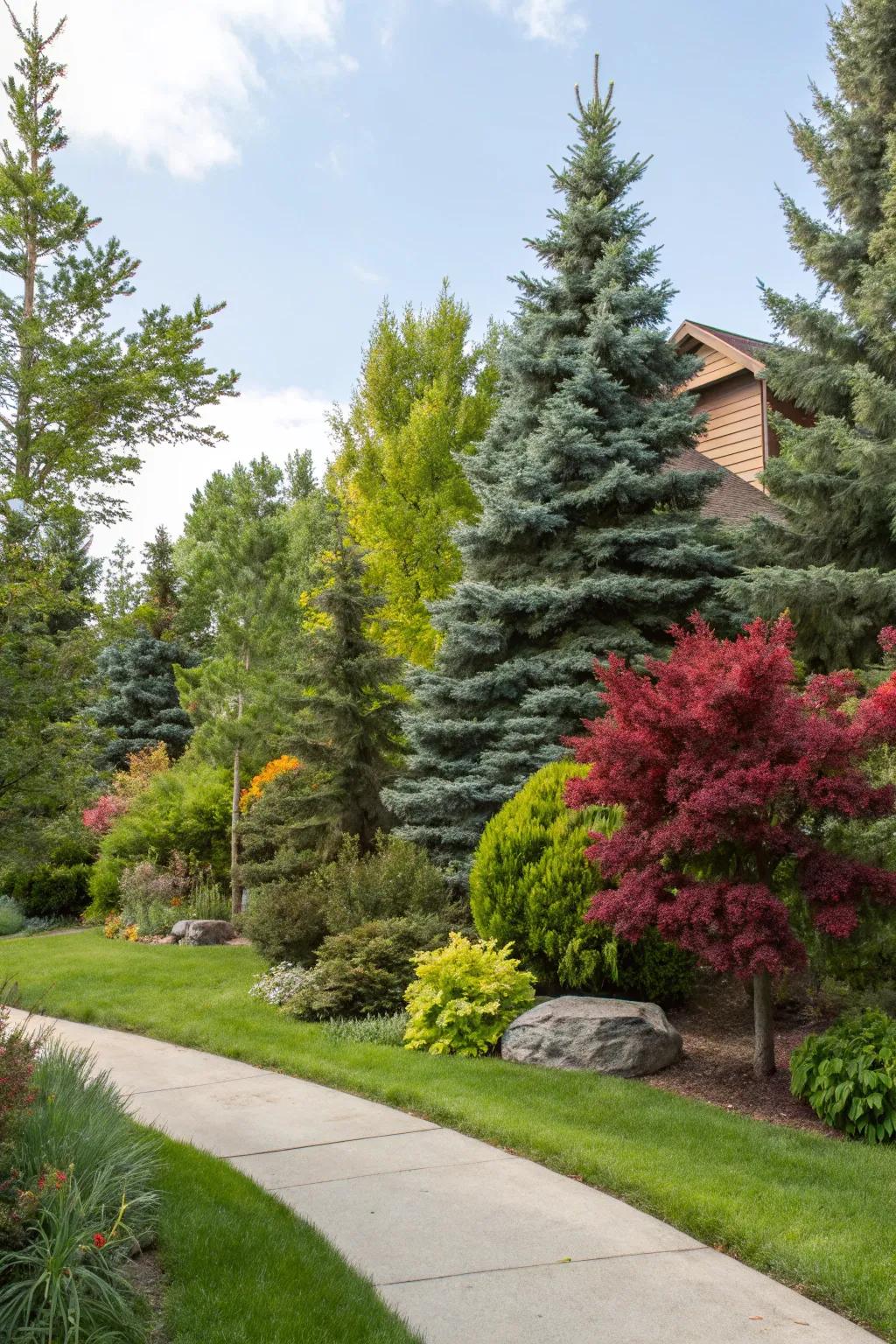 Vibrant greenery adds liveliness to this evergreen landscape.