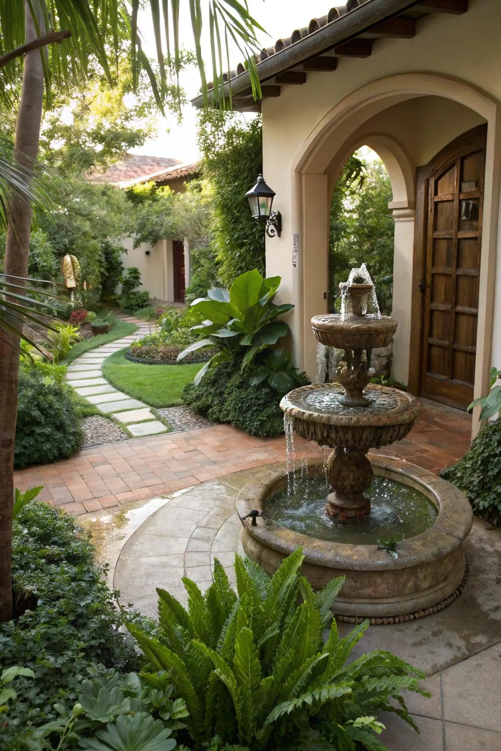 Bring tranquility to your patio by adding a water feature.