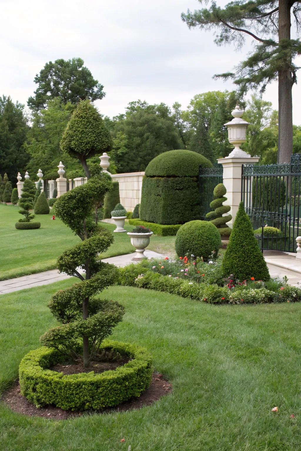 Sculpted greenery inject refinement and character.
