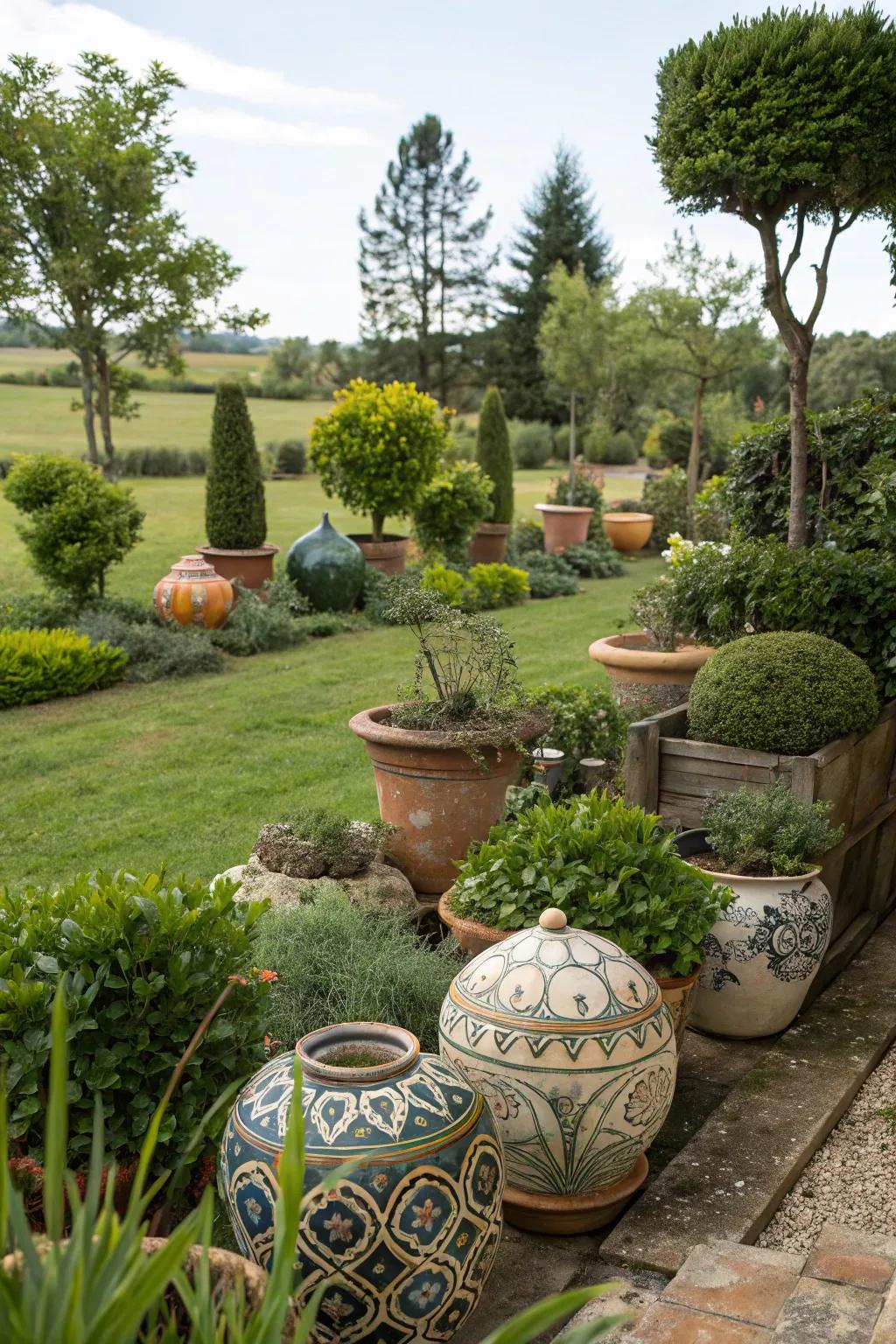 Garden decor showcases personality and charm.