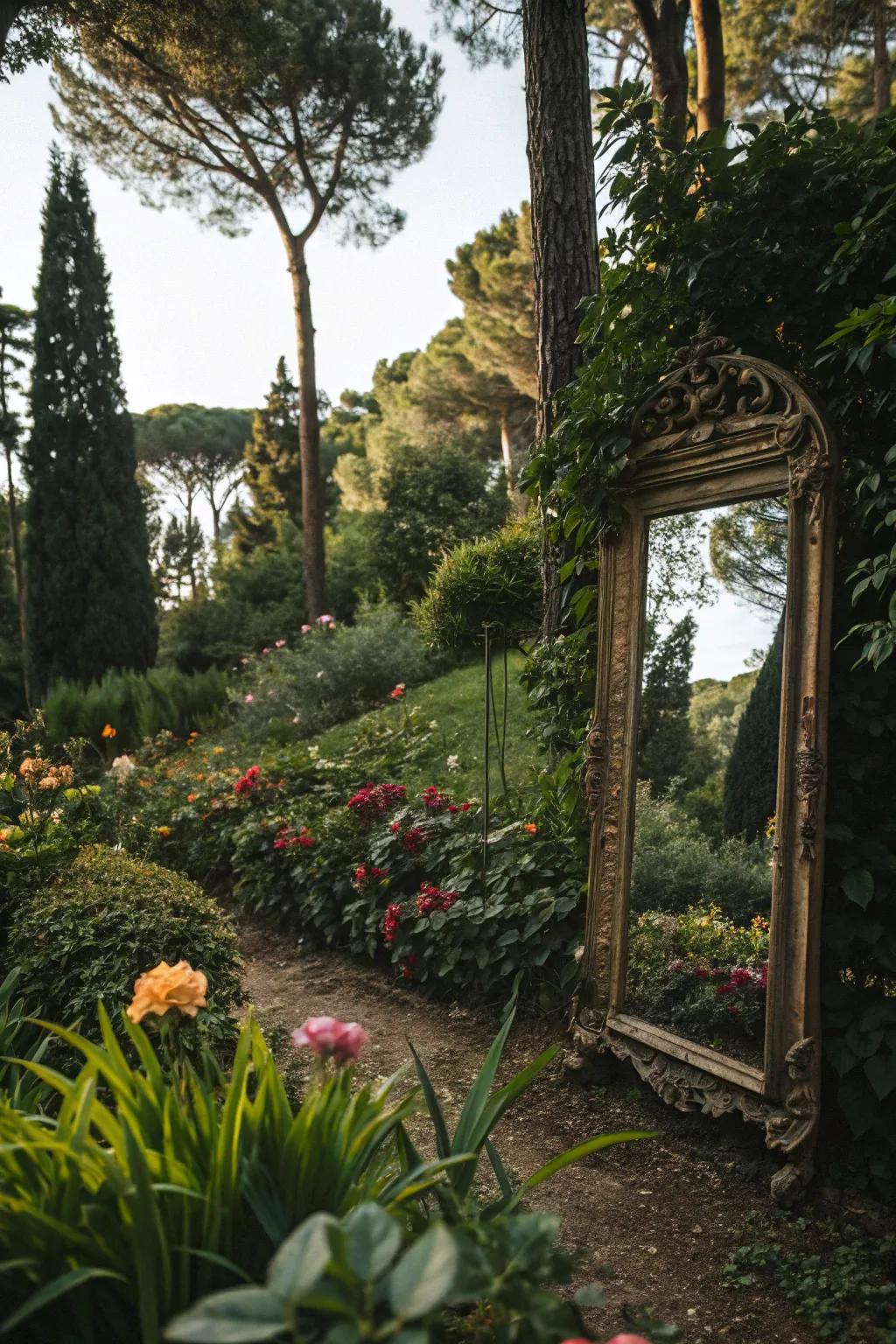 Reflective surfaces amplify light and create intrigue.