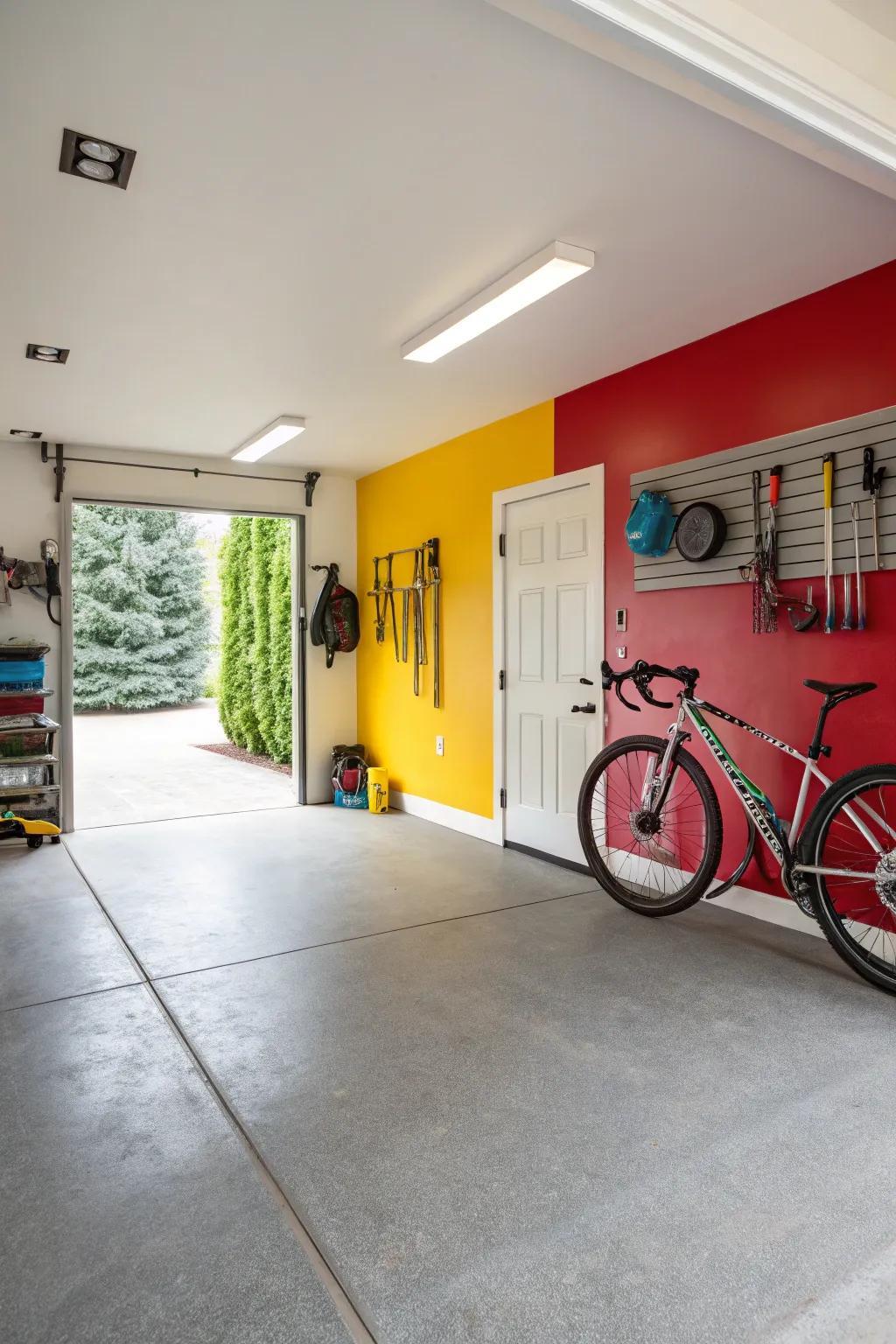 Bold paint colors can transform garage walls into a standout feature.