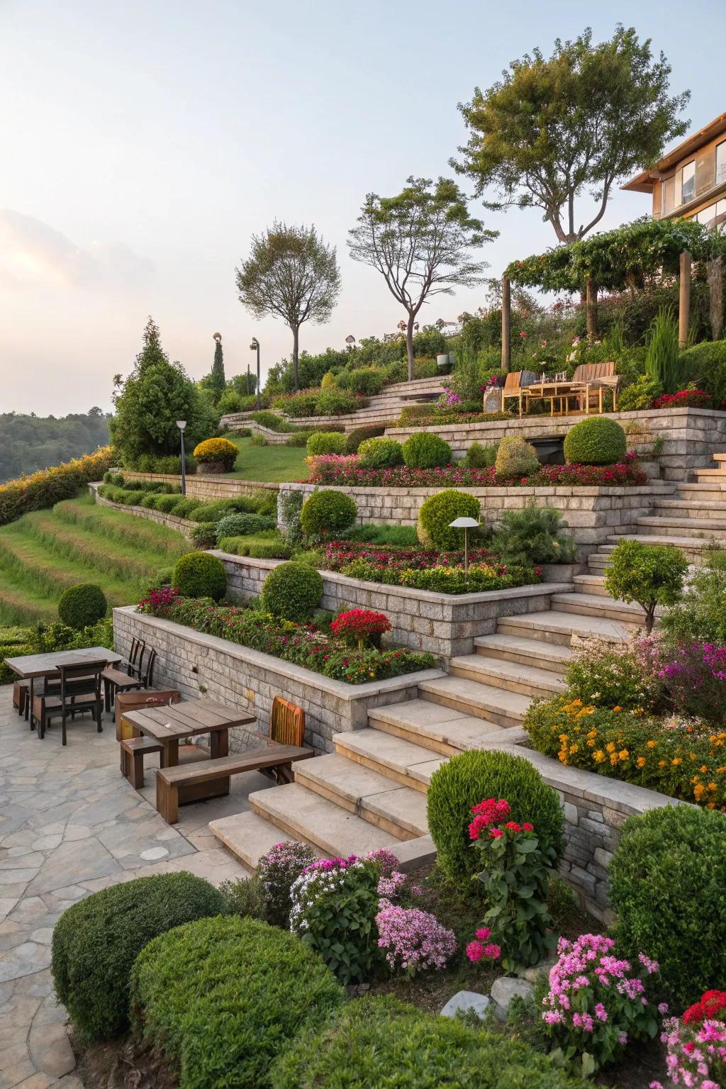 Layered landscapes enhance depth and dimension within gardens.