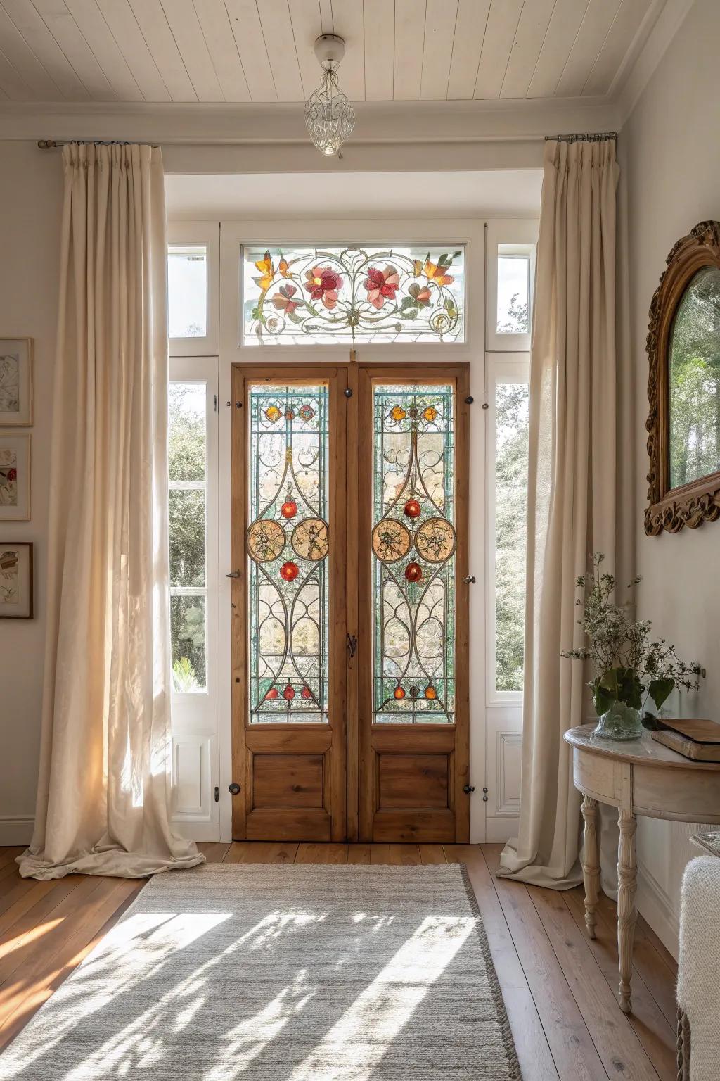 Introduce a splash of color and artistry with stunning leaded glass doors. 🎨 #CreativeDesign