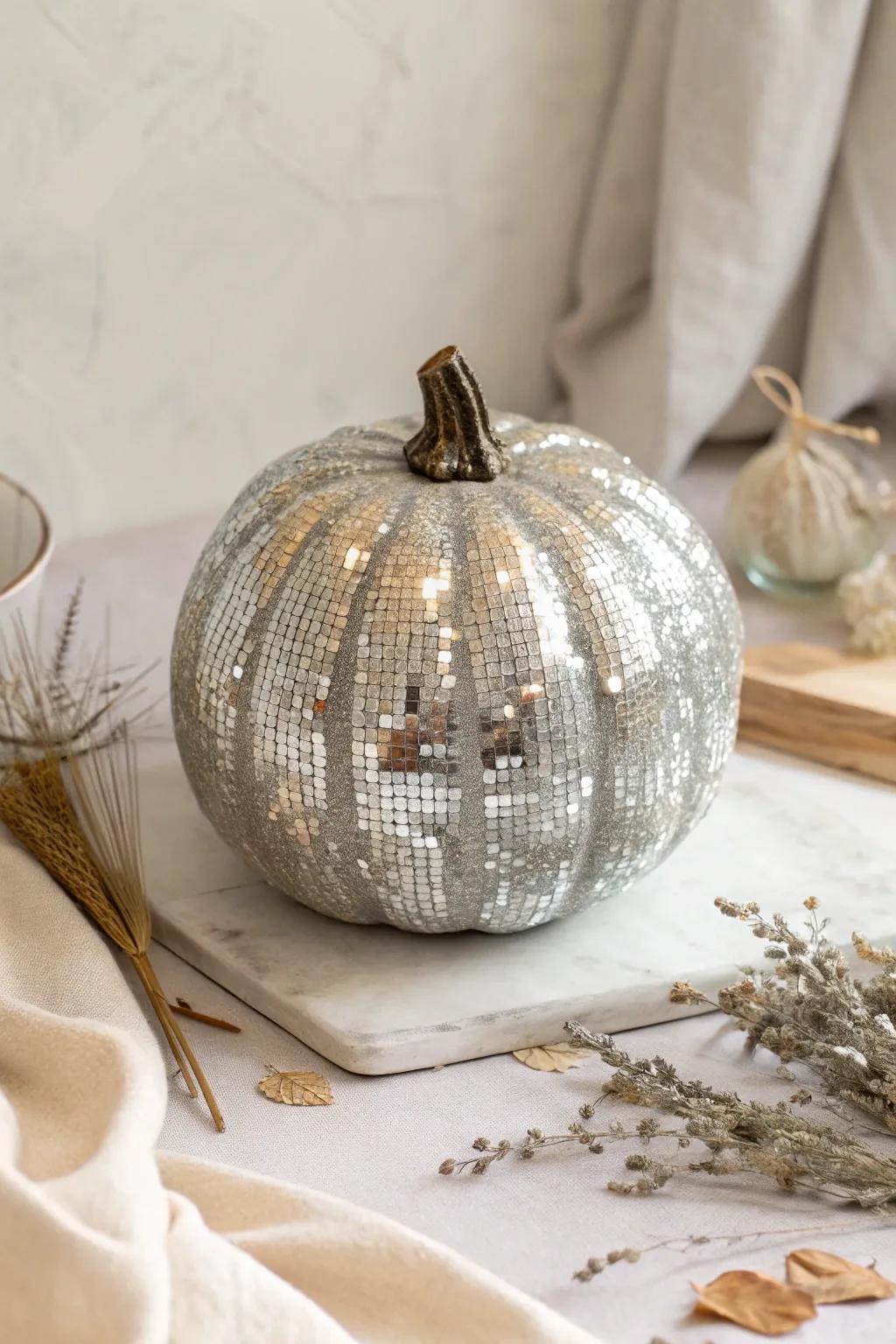 Shimmer into the season using this show-stopping dance floor sphere gourd! 💫✨ #FallGlam #GourdDecor