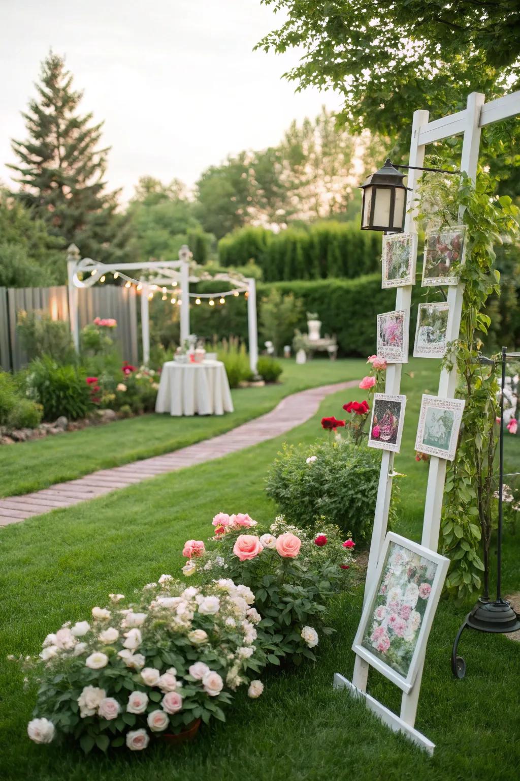 Outdoor garden displays unite the charm of nature with precious memories.