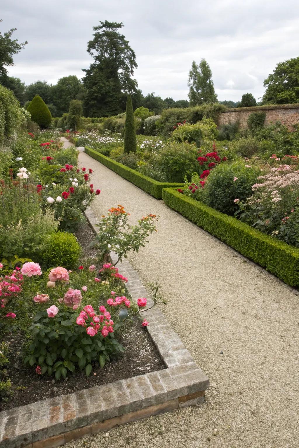 Sharp and neat garden borders marked with pebble edging.
