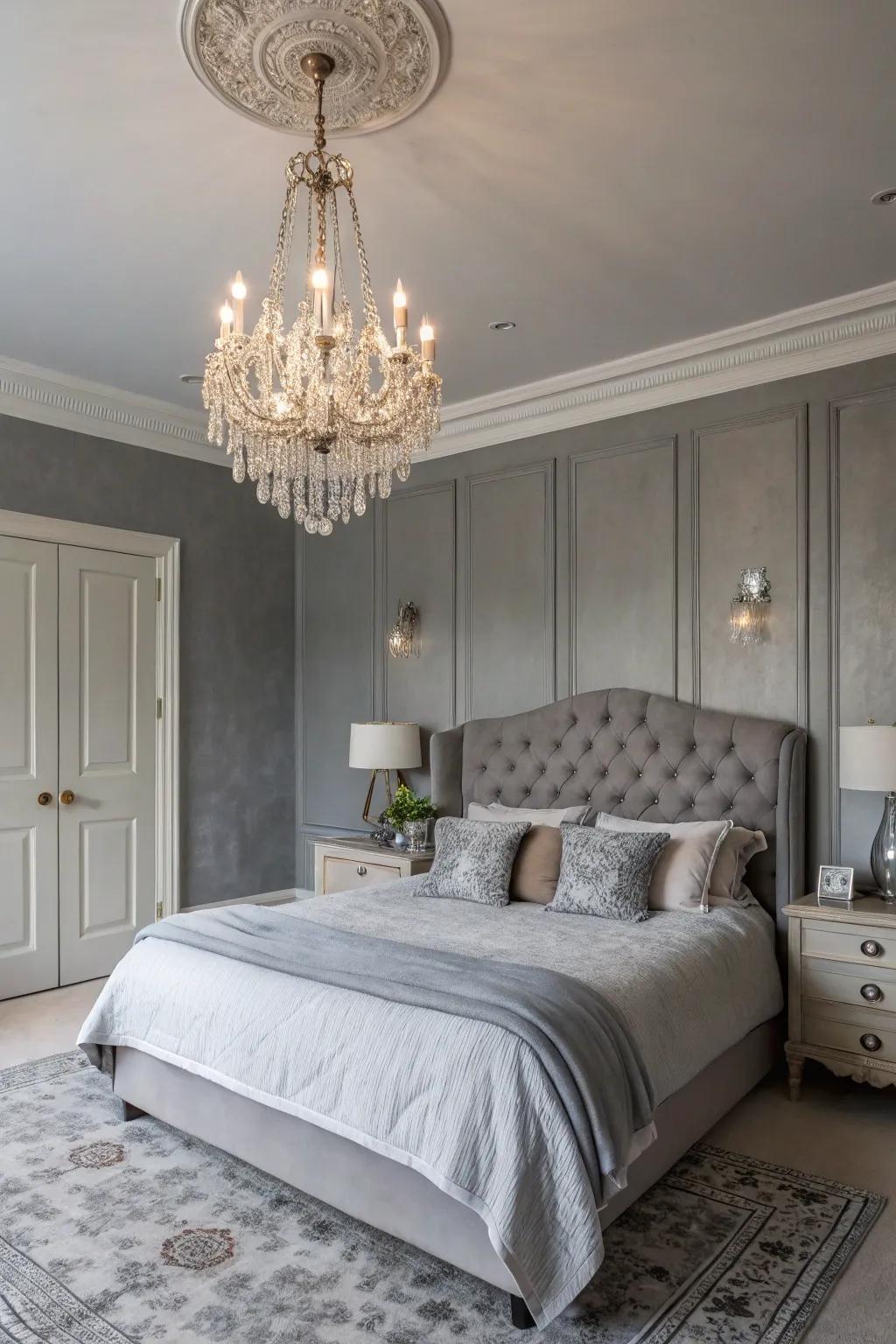 Statement lighting adds a luxurious touch.