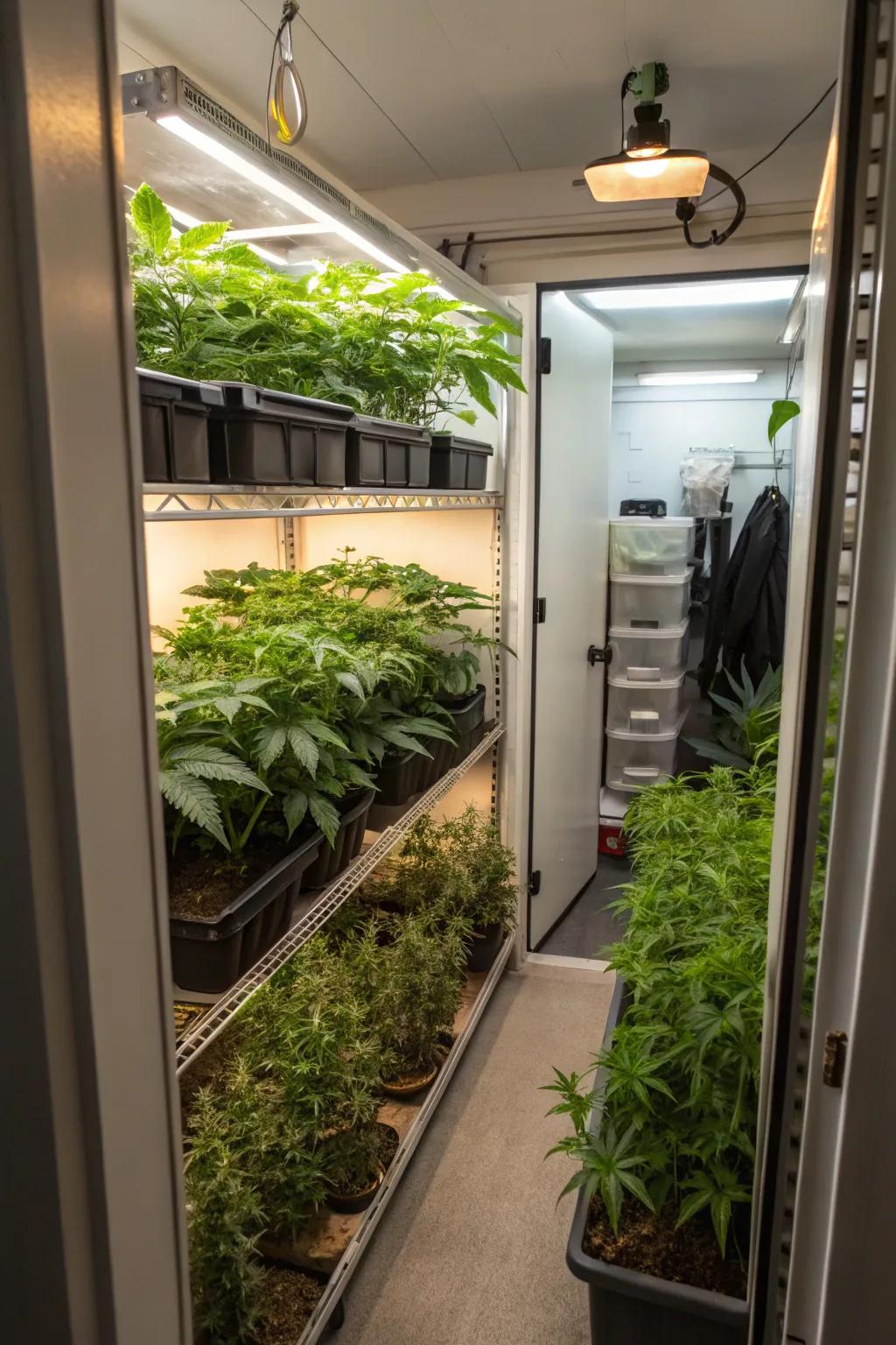 A closet makes a perfect mini grow area for urban gardening enthusiasts.