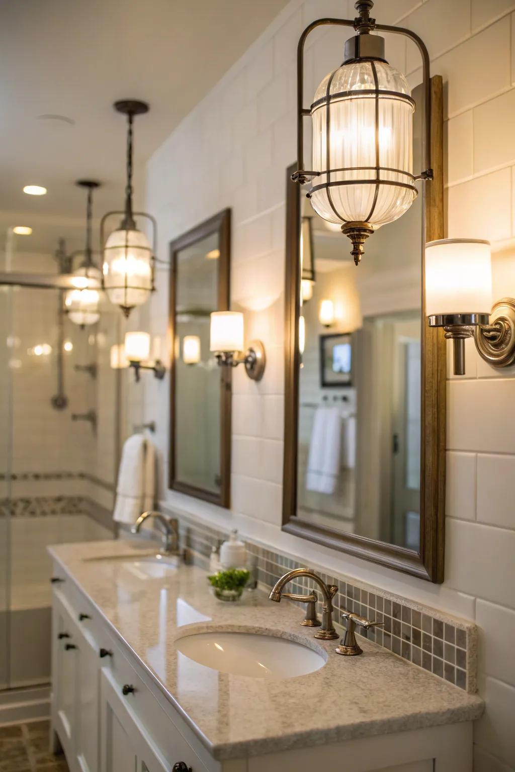 A guest bathroom lit with quality lighting, enhancing the space's ambiance.