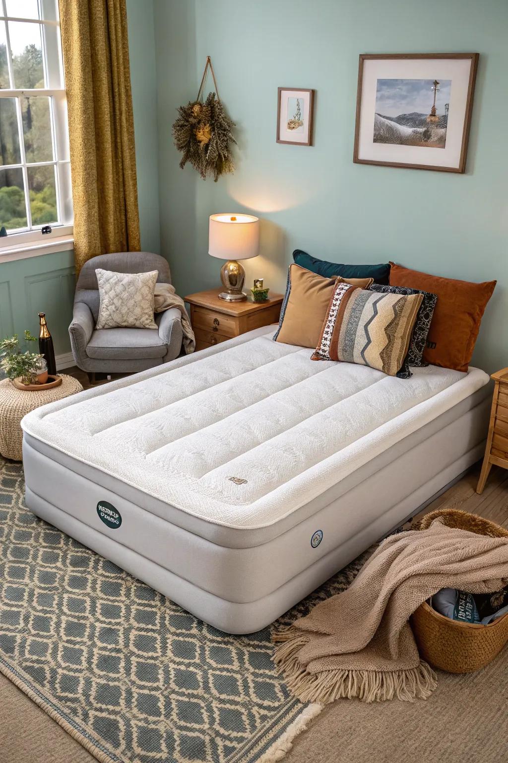 An inflatable mattress offering both convenience and comfort.
