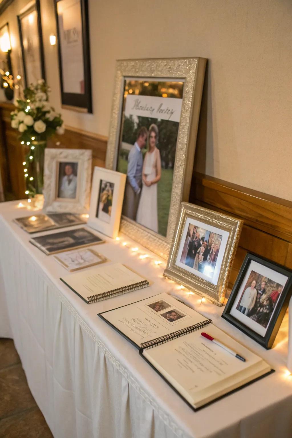 An image showcase adds a personal touch to the guest book display.