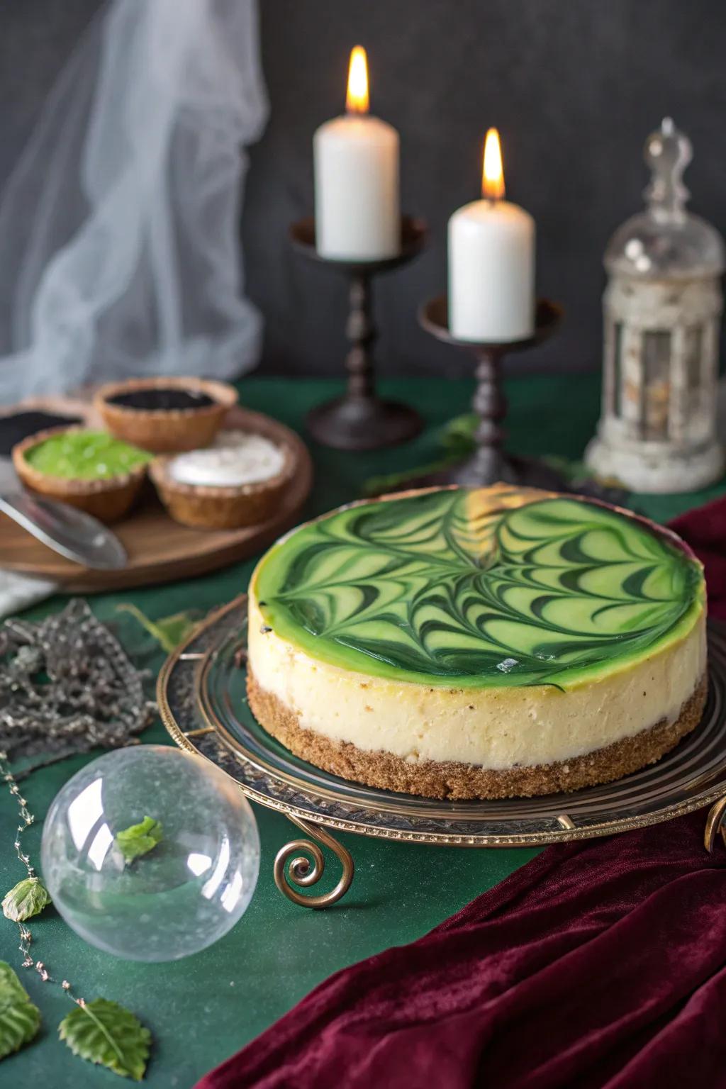 A sorceress&rsquo;s potion coating gives this cheesecake a magical touch.