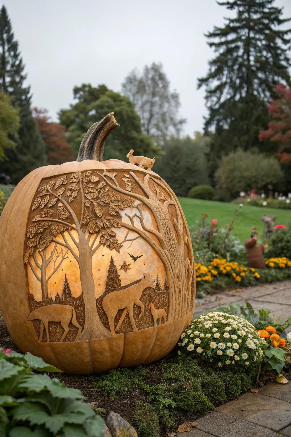 Organic-inspired concepts introduce the elegance of nature to your pumpkin.