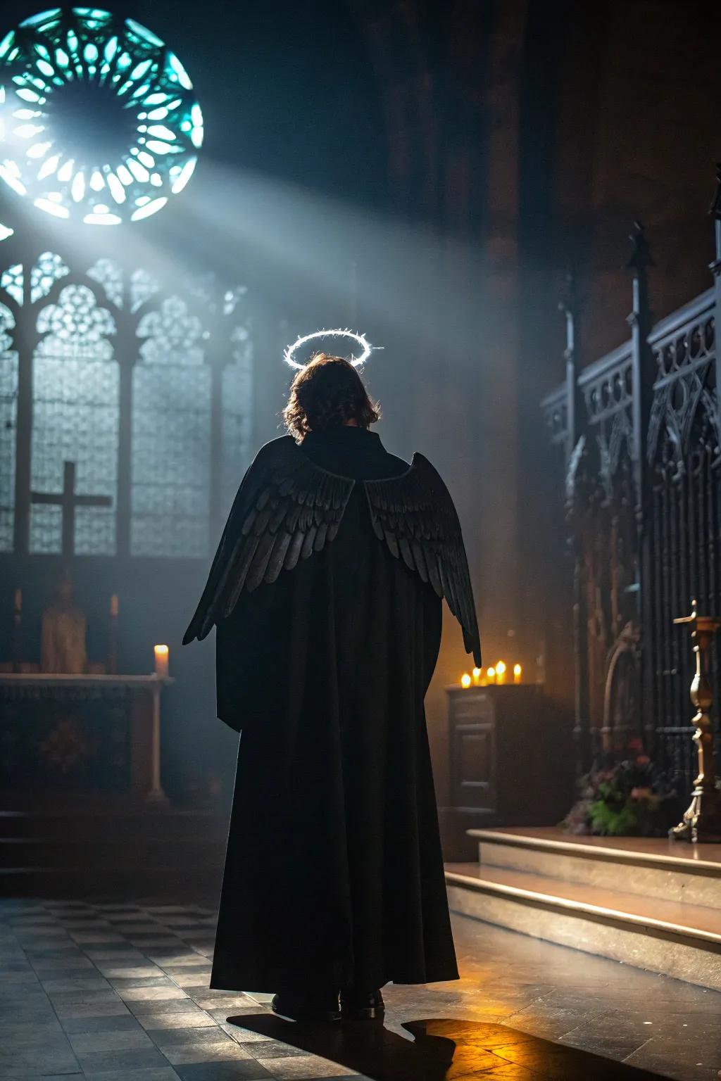 A shadow angel robe provides a fascinating blend of light and dark.