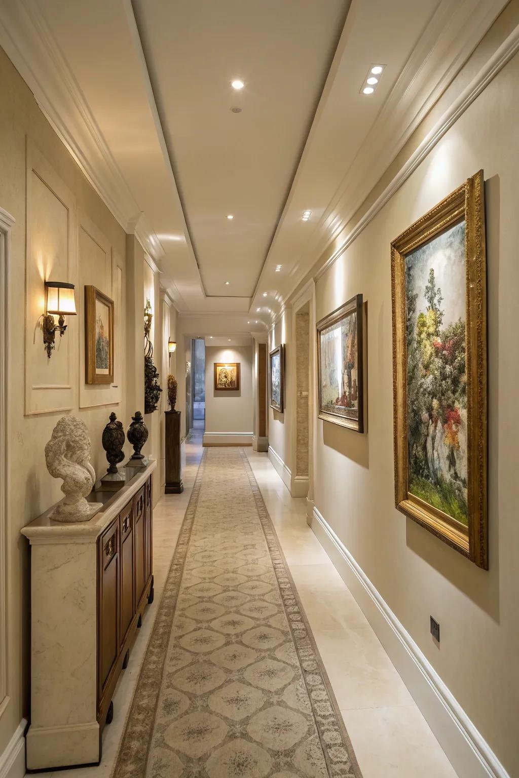 Harmonized colors establish a unified and appealing corridor atmosphere.