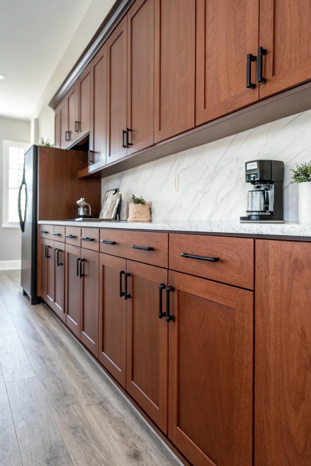 Minimalist matte black hardware provides understated elegance.