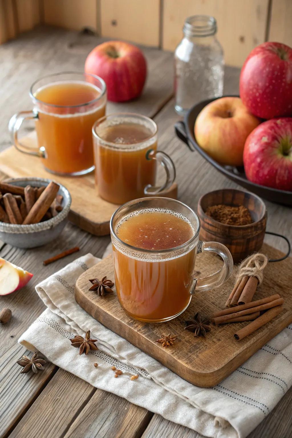 A snug spiced cider station featuring seasonal spices.