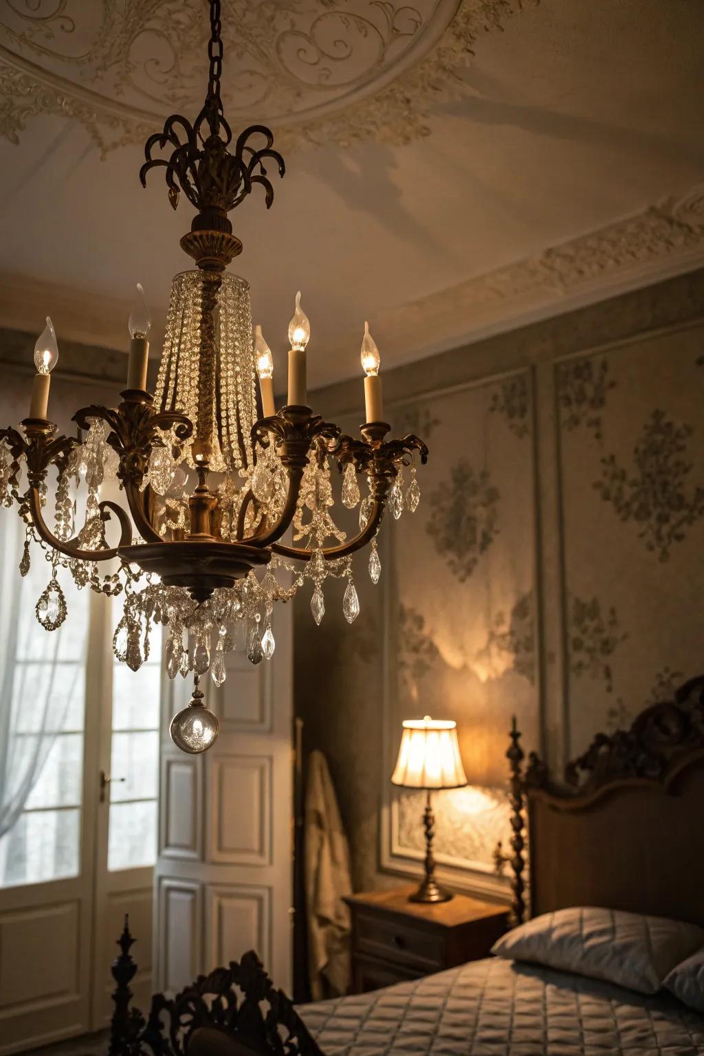 A chandelier serves as a remarkable focal point.