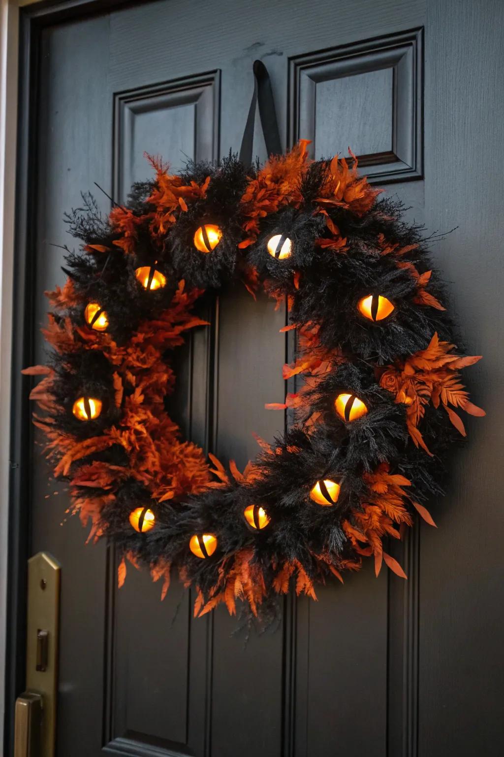 Beware of the watching eyes with this feline-inspired wreath.