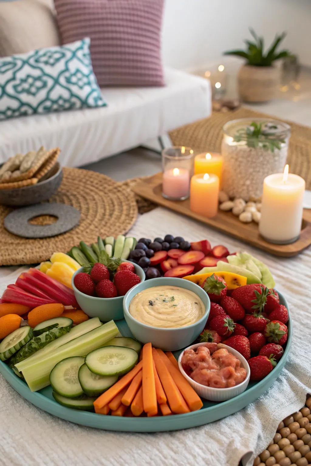Maintain a light and refreshing mood with nutritious treat boards.