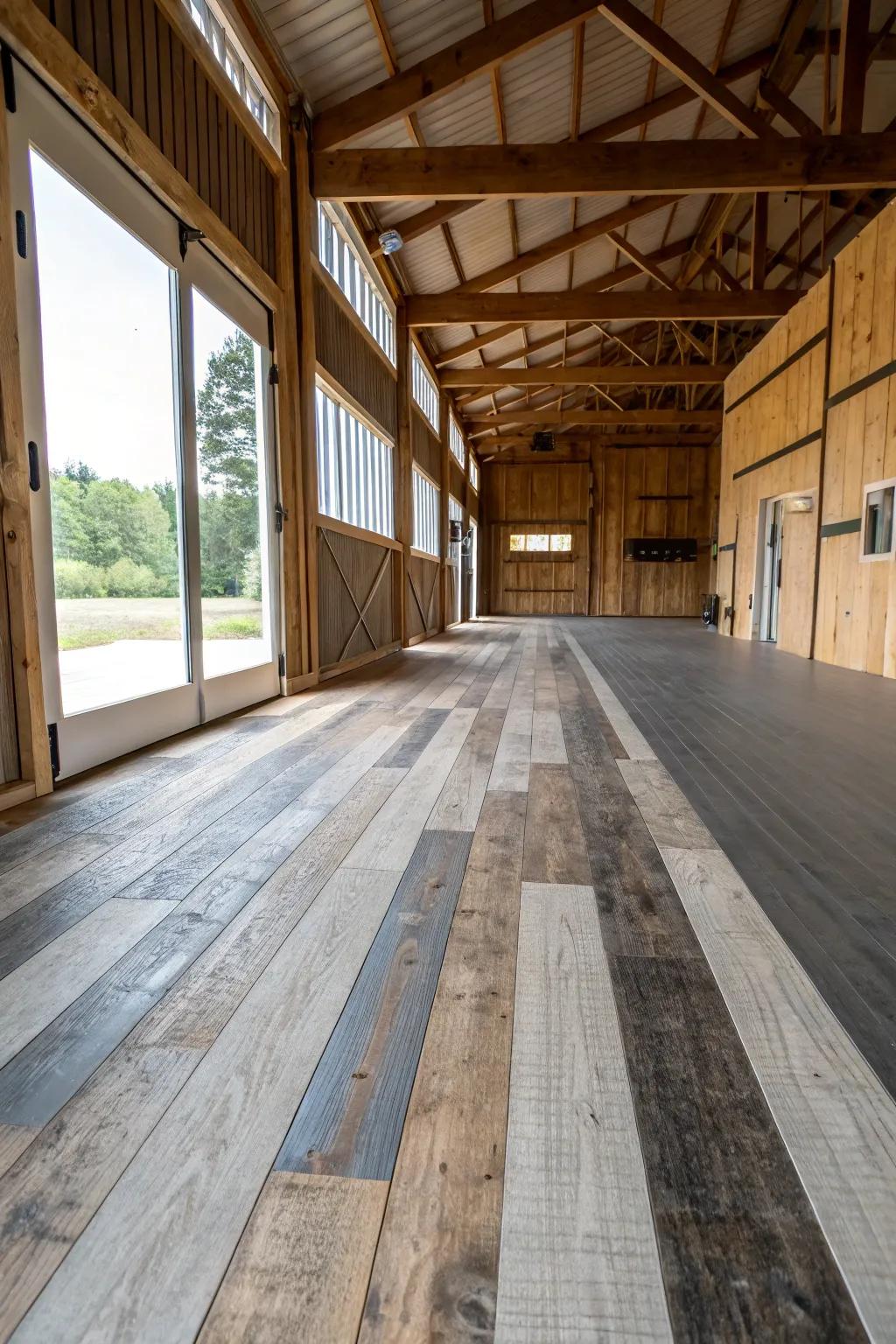 Vinyl flooring delivers a tough and fashionable choice, ideal for customizing barn interiors.