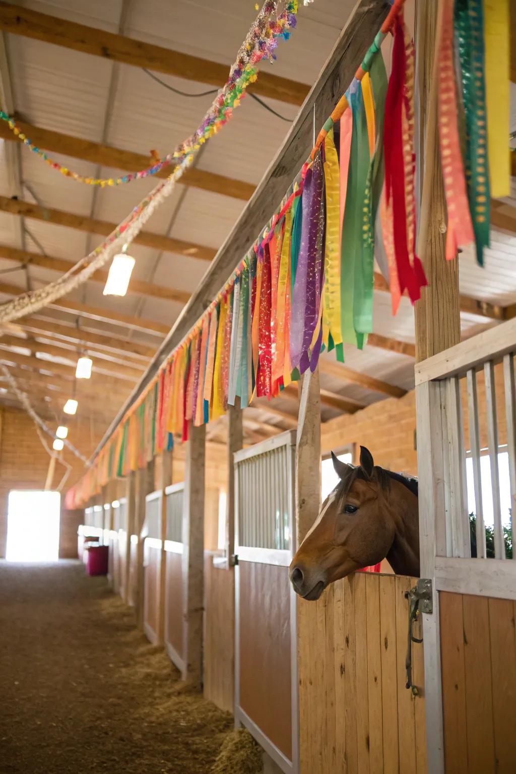 Streamers contribute a festive and lively feel to the stall.