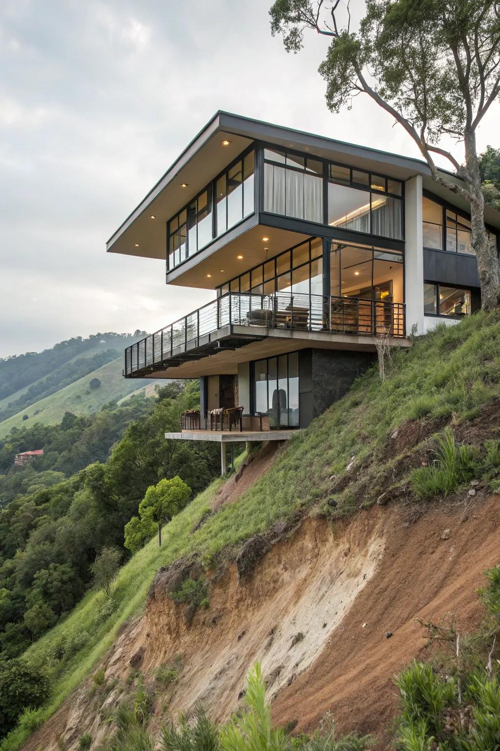 An upside-down house design that maximizes panoramic scenery.