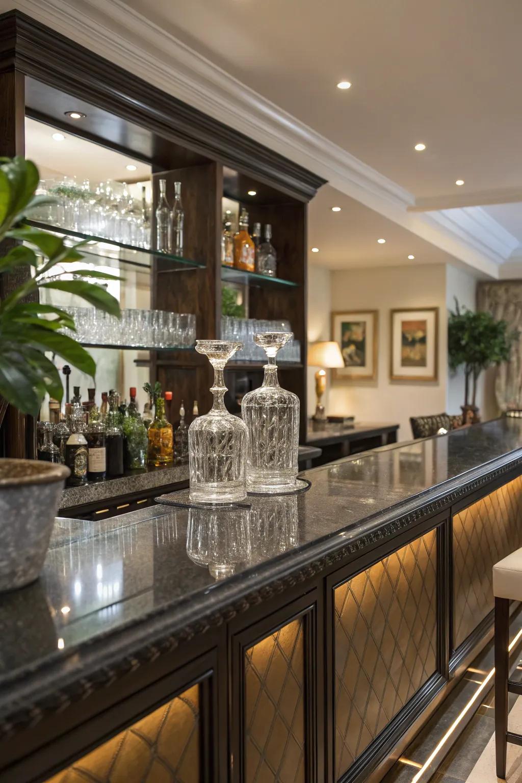 Elegant surfaces enrich the charm of your bar.