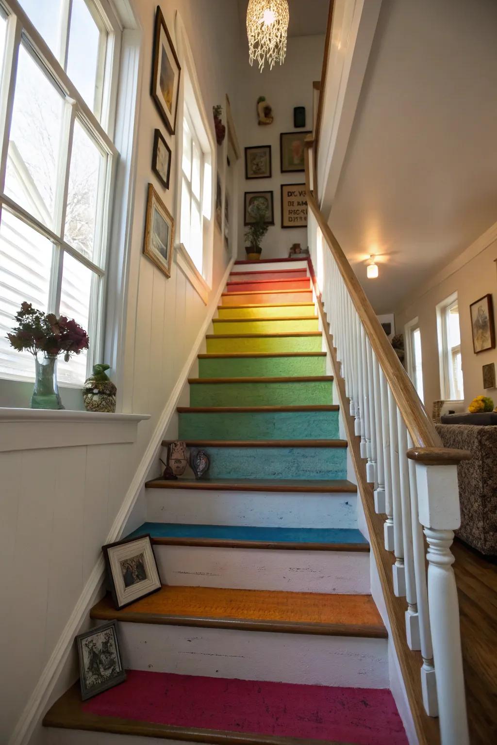 Express your artistic side with painted stair risers.