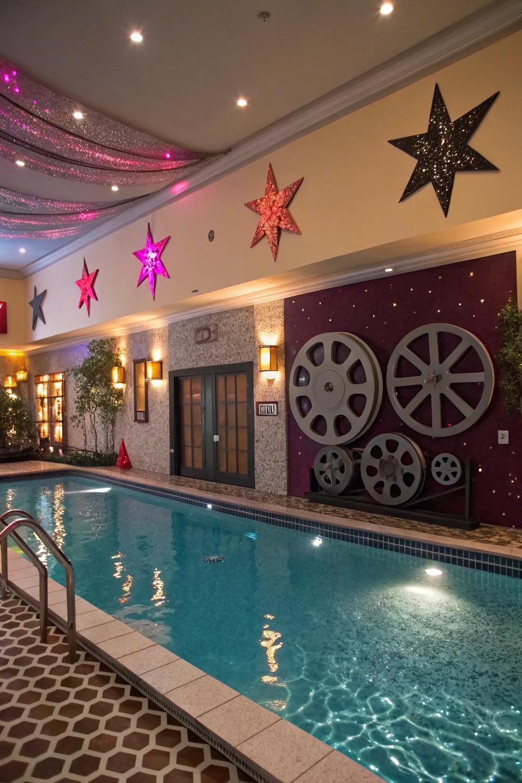 Bring in a touch of glamour with a Hollywood-themed pool event.