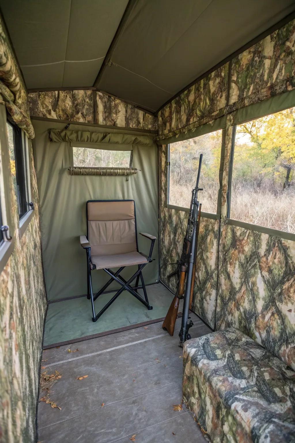 Camouflage helps your blind to blend in seamlessly with its surroundings.