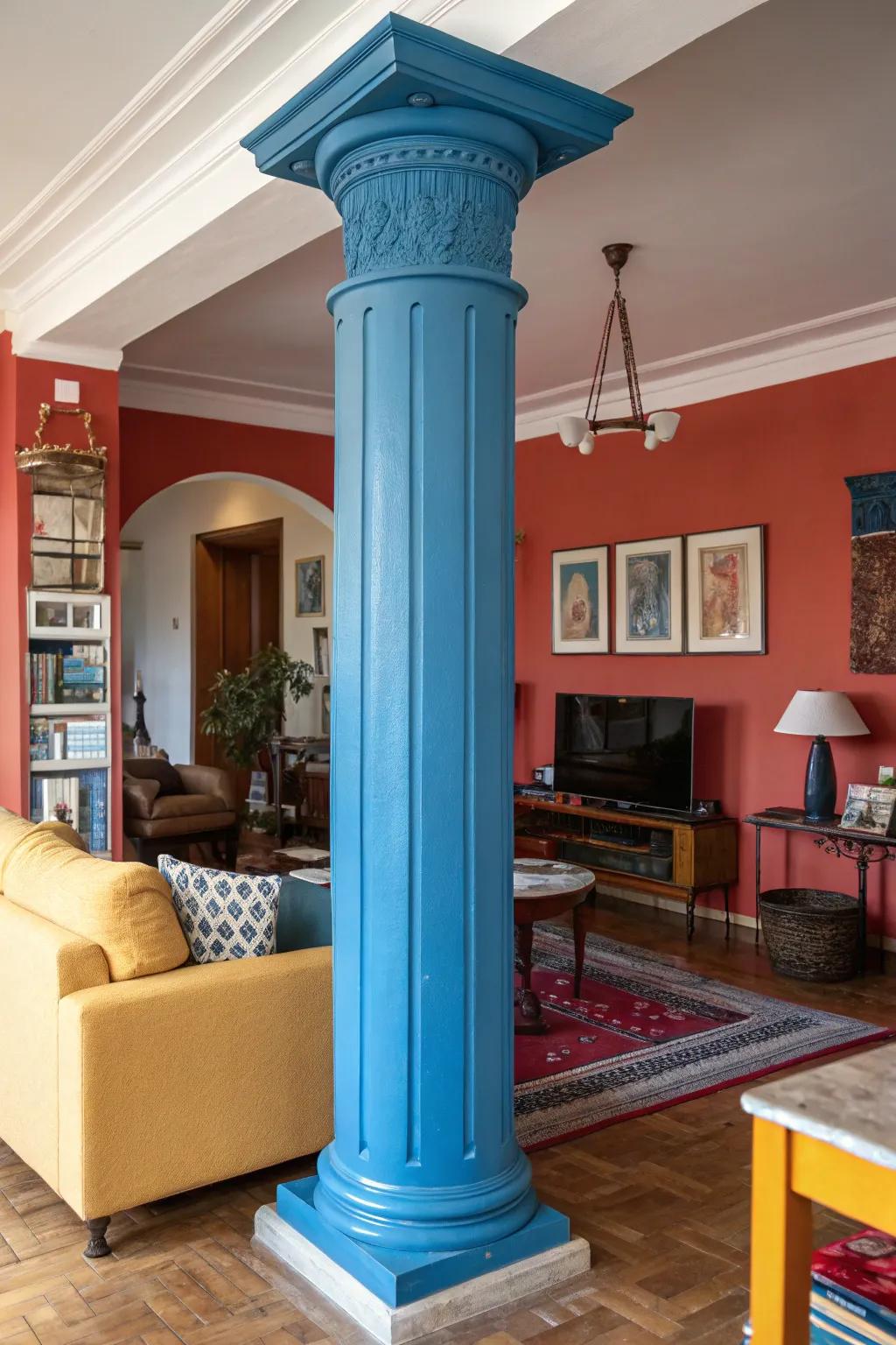 Bold hues make columns pop.