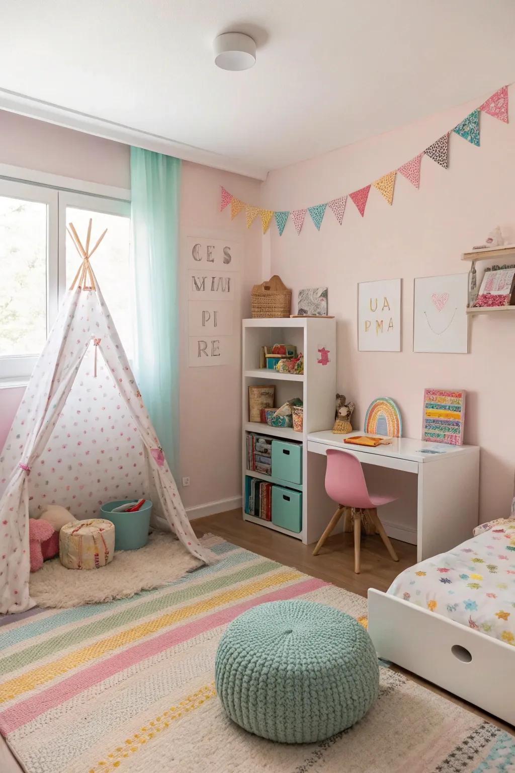 Colors that change with age keep the room relevant.