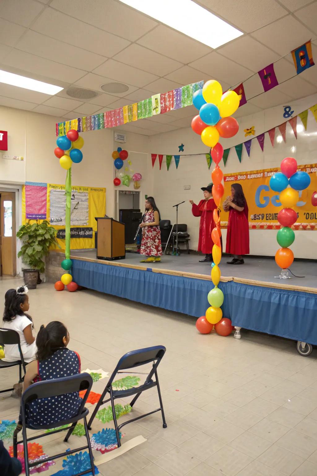 An attractive stage arrangement inviting small performances and photograph opportunities.