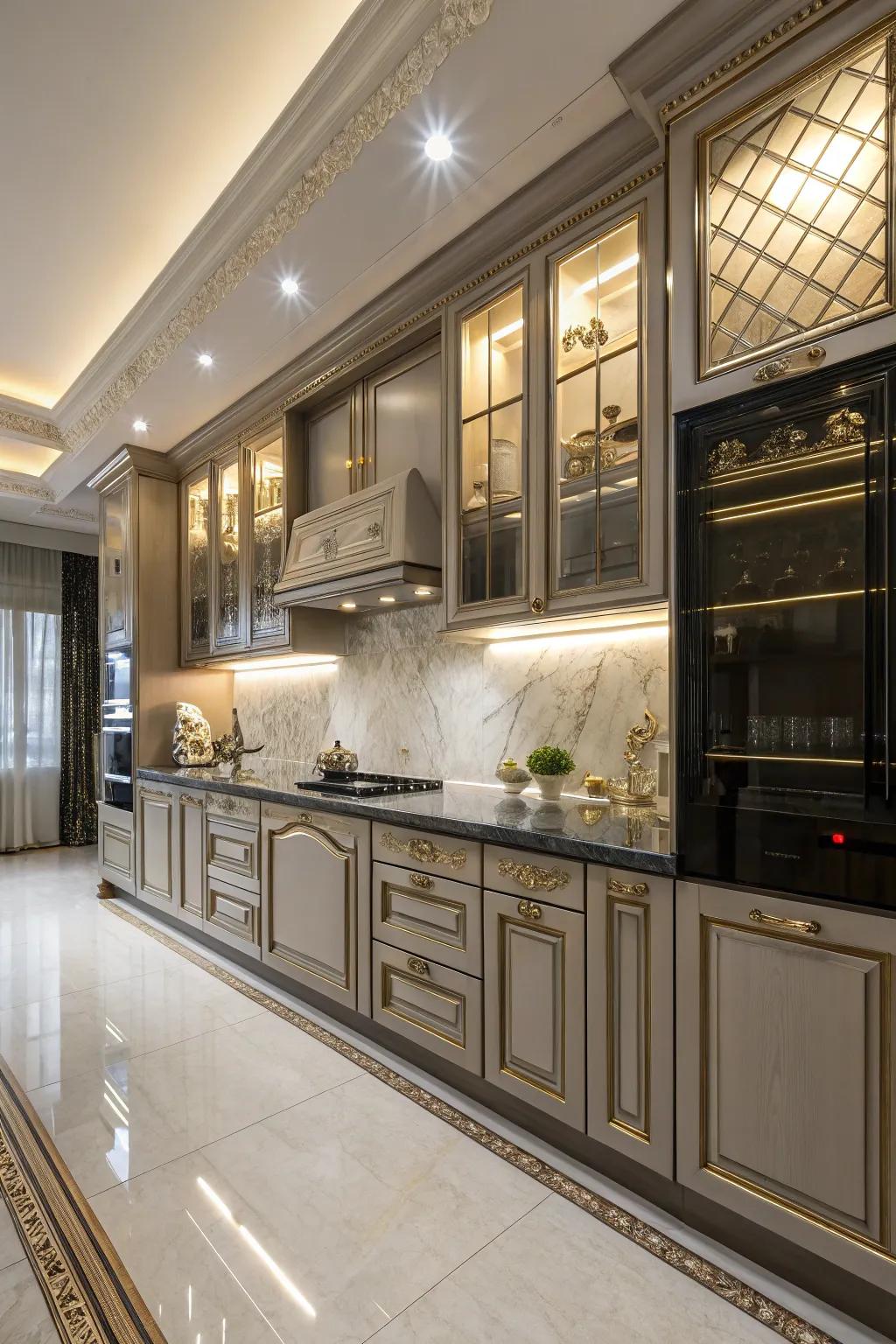 Glazed surfaces emphasize details, adding richness and refinement to shelves.