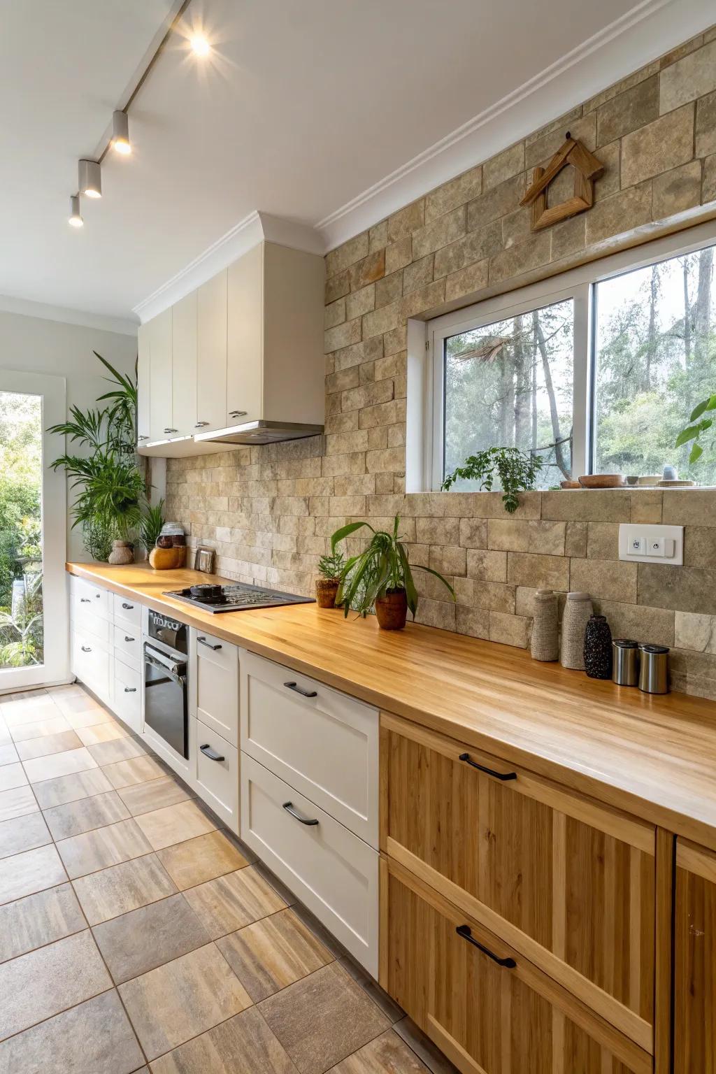 Sustainable style with bamboo and stone elegance.