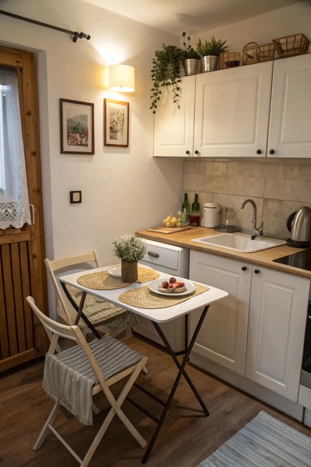 Small kitchens benefit from compact dining solutions.