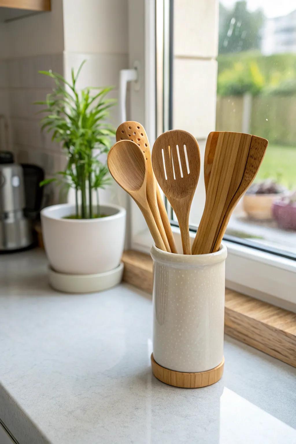 For daily cooking, bamboo utensils offer a green option.