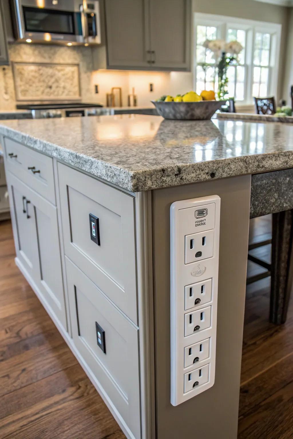 USB ports provide modern convenience in the kitchen.