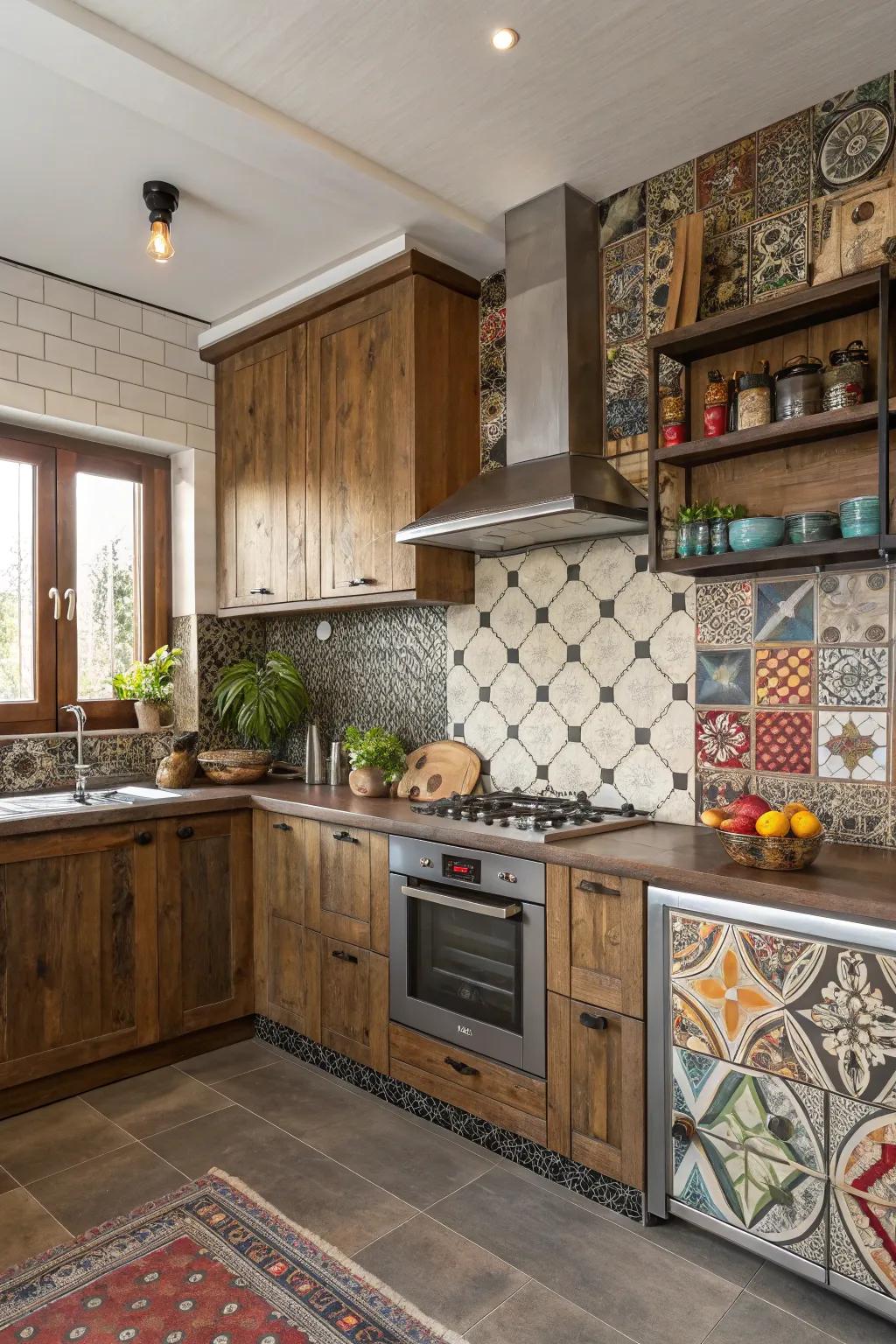 Mixed materials generate a varied and unique design.