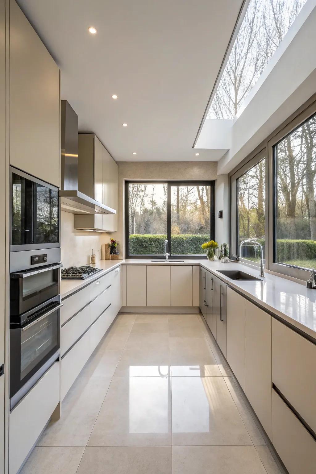 Achieve a streamlined kitchen with integrated appliances for a sleek design.