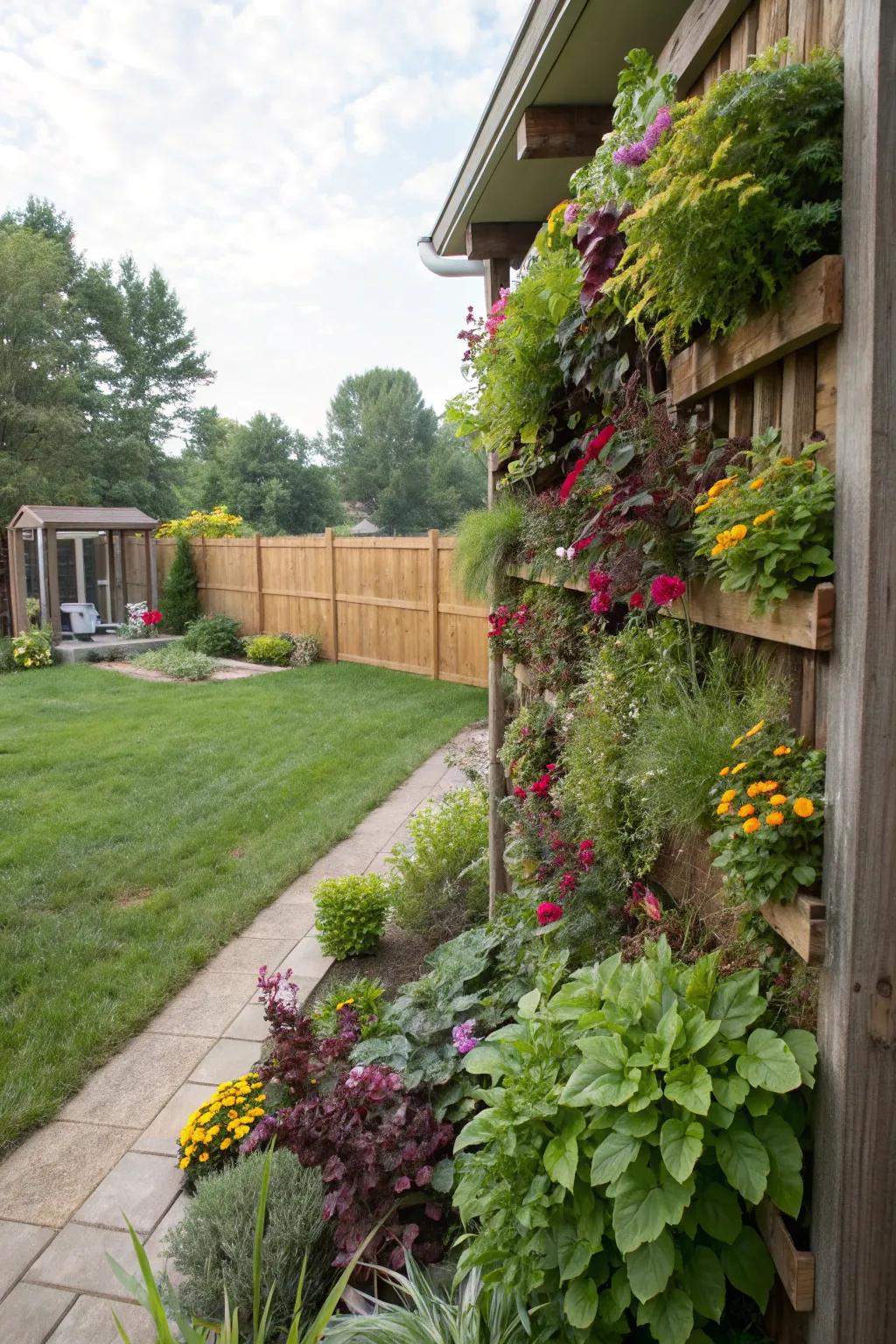 Vertical gardens make the most of available greenery and provide a rich feel.