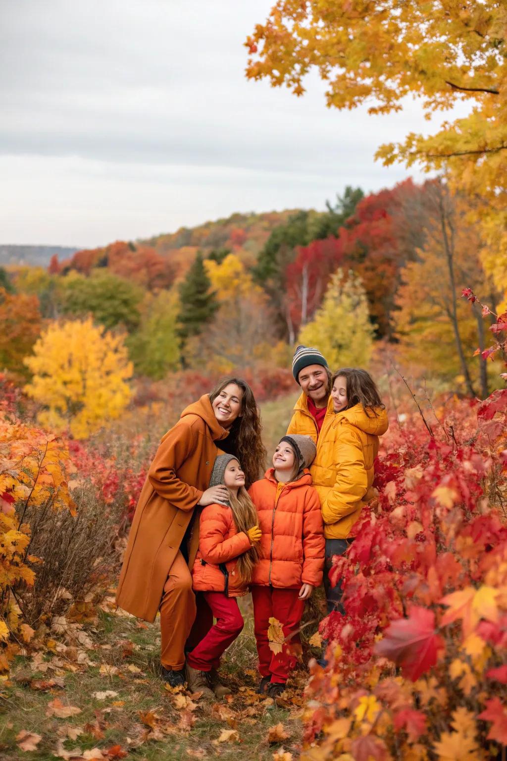 Autumn tones like rust orange and gold enhance the seasonal backdrop.
