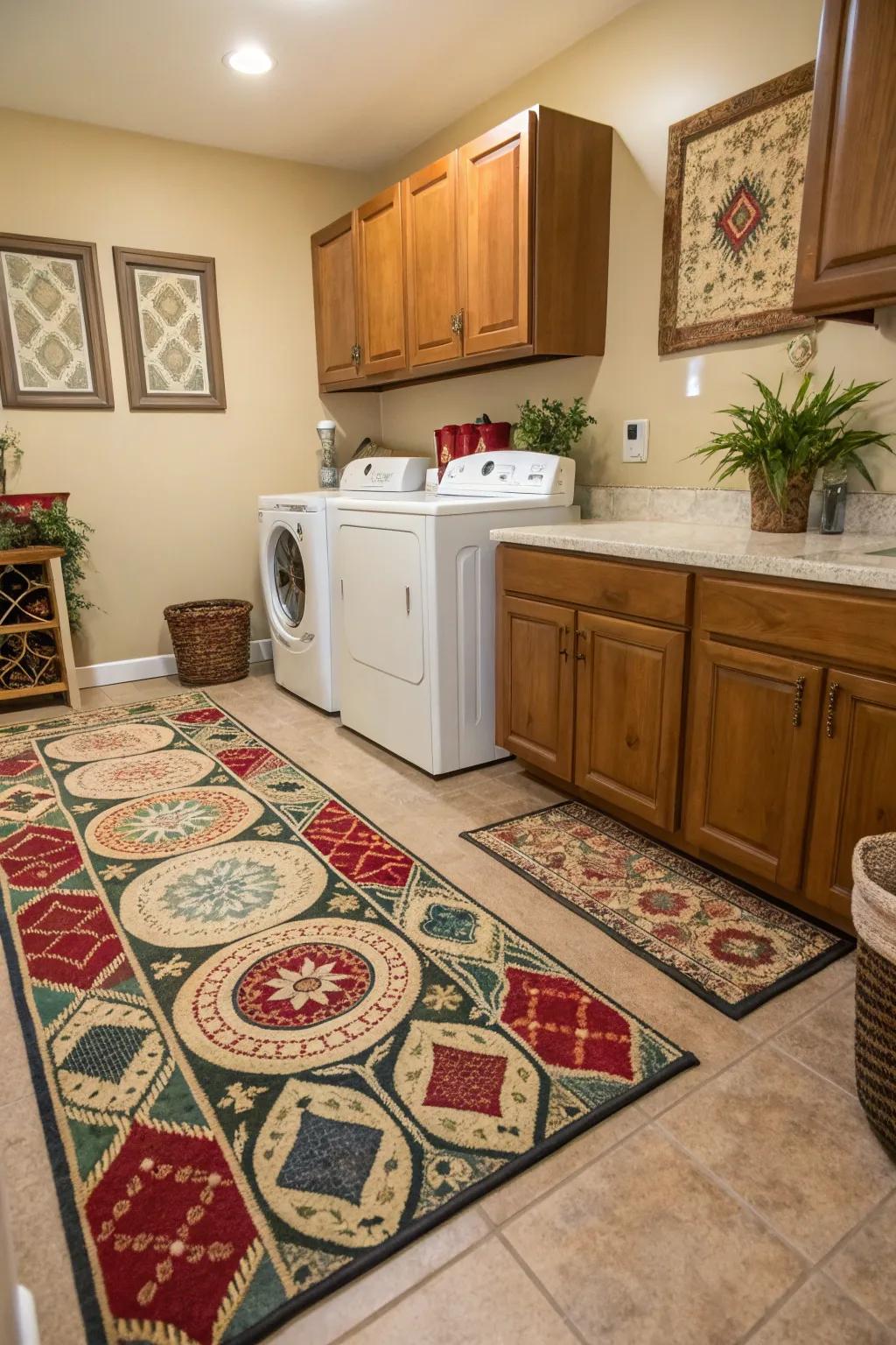 Ornamental highlights inject character into this laundry room.