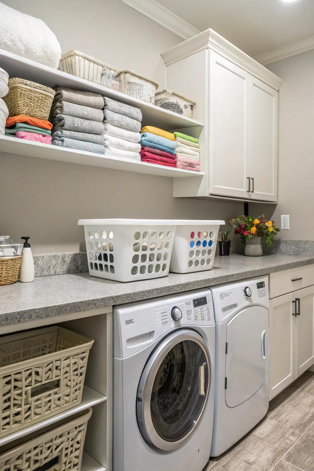 Having a countertop over your machines makes your workspace more efficient.