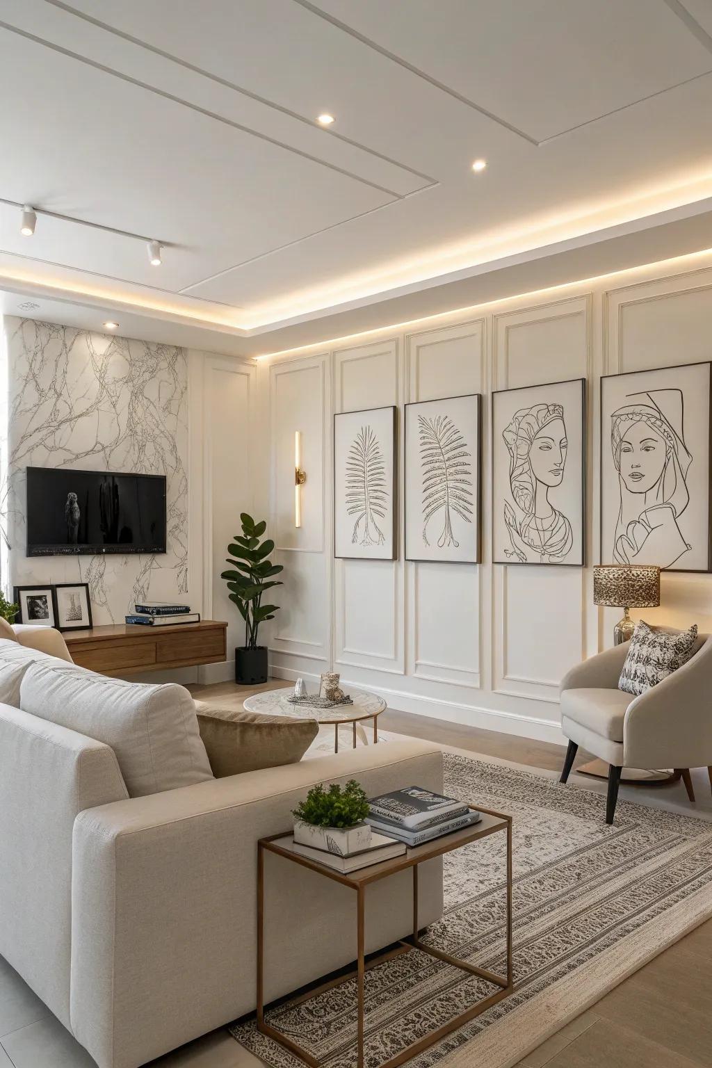 Using minimalist line art, you can create a neat, modern feel.